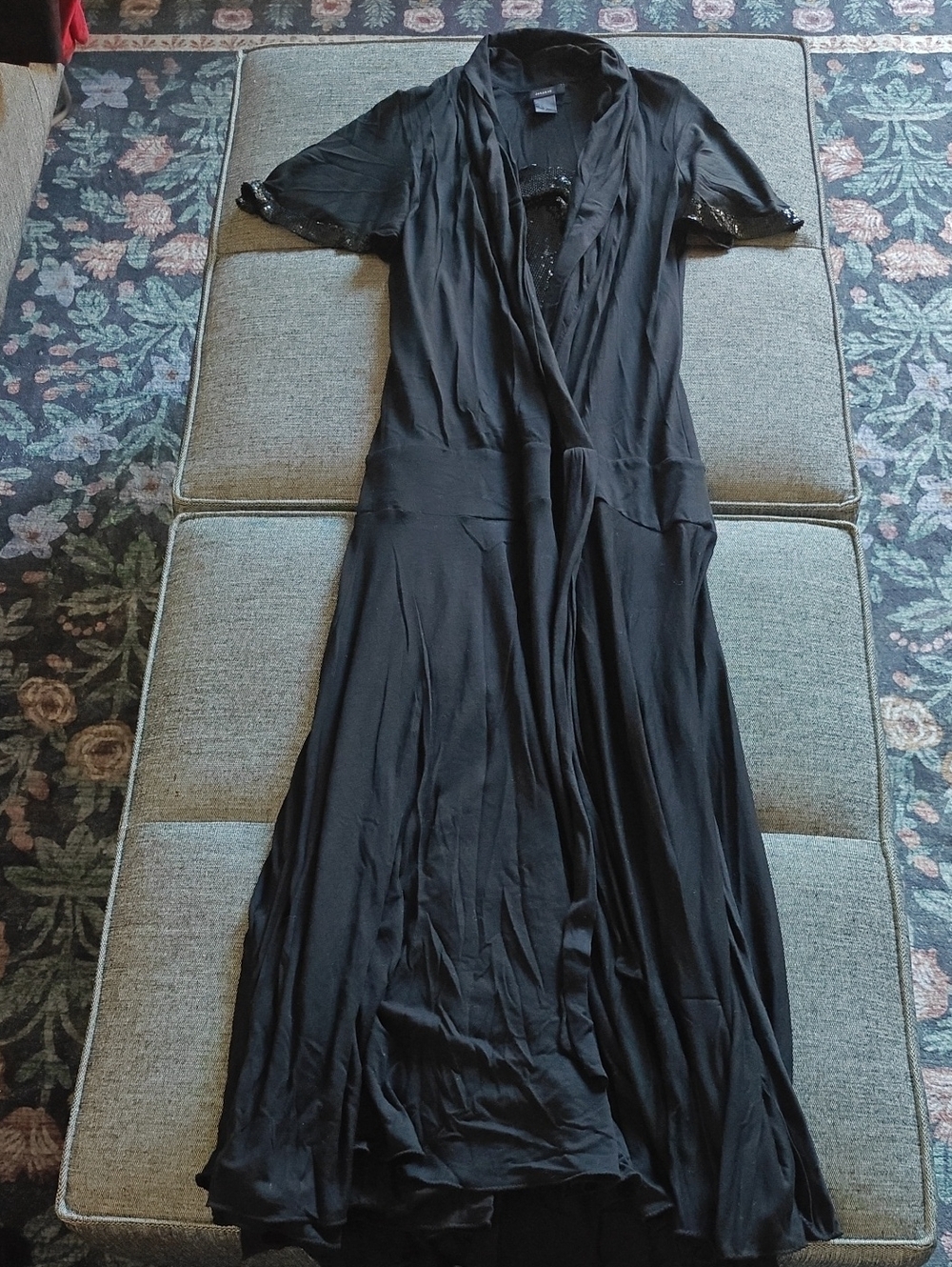 Chic Black Women's Maxi Wrap Dress with Draped Front